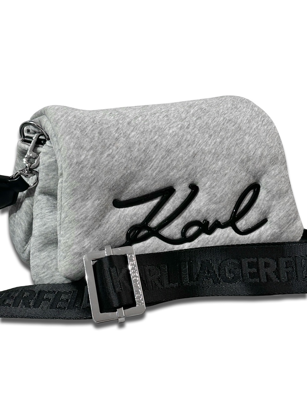 Karl Lagerfeld Gray and Black Logo Belt Bag